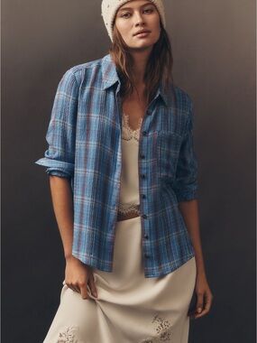 Pilcro Blue Plaid Button-Front Shirt